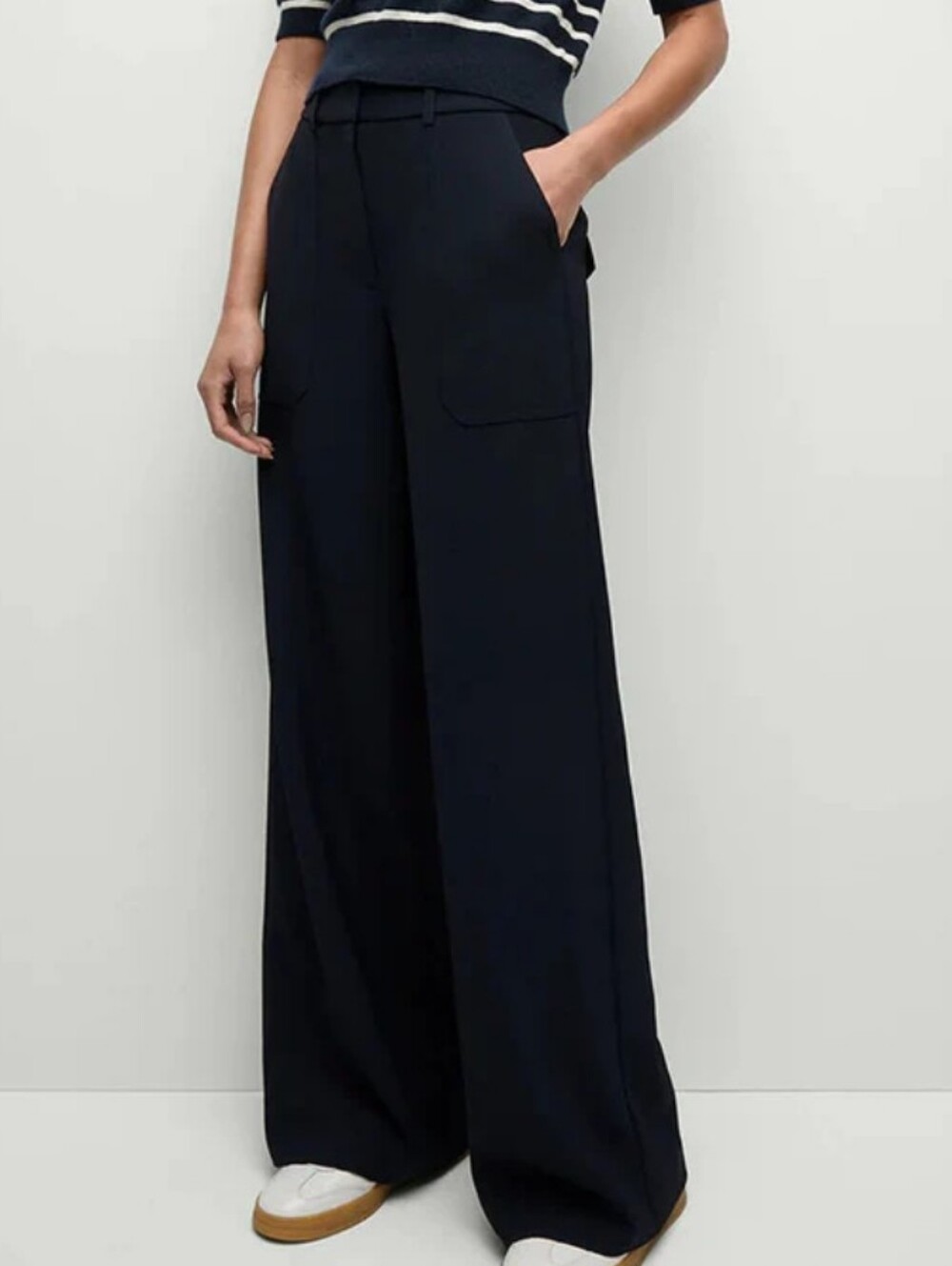Veronica Beard Navy Wide-Leg Cargo Pants